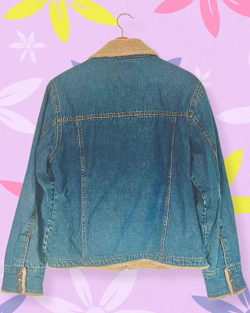 Sherpa-Trimmed Denim Jacket | XL