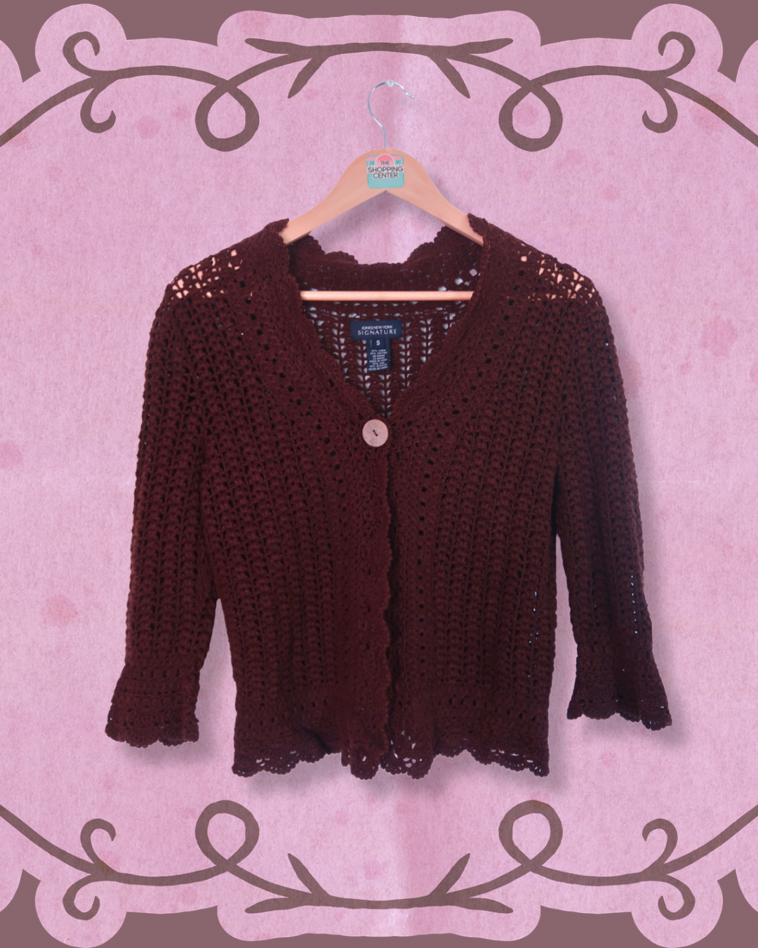 Brown Crochet Cardigan | S