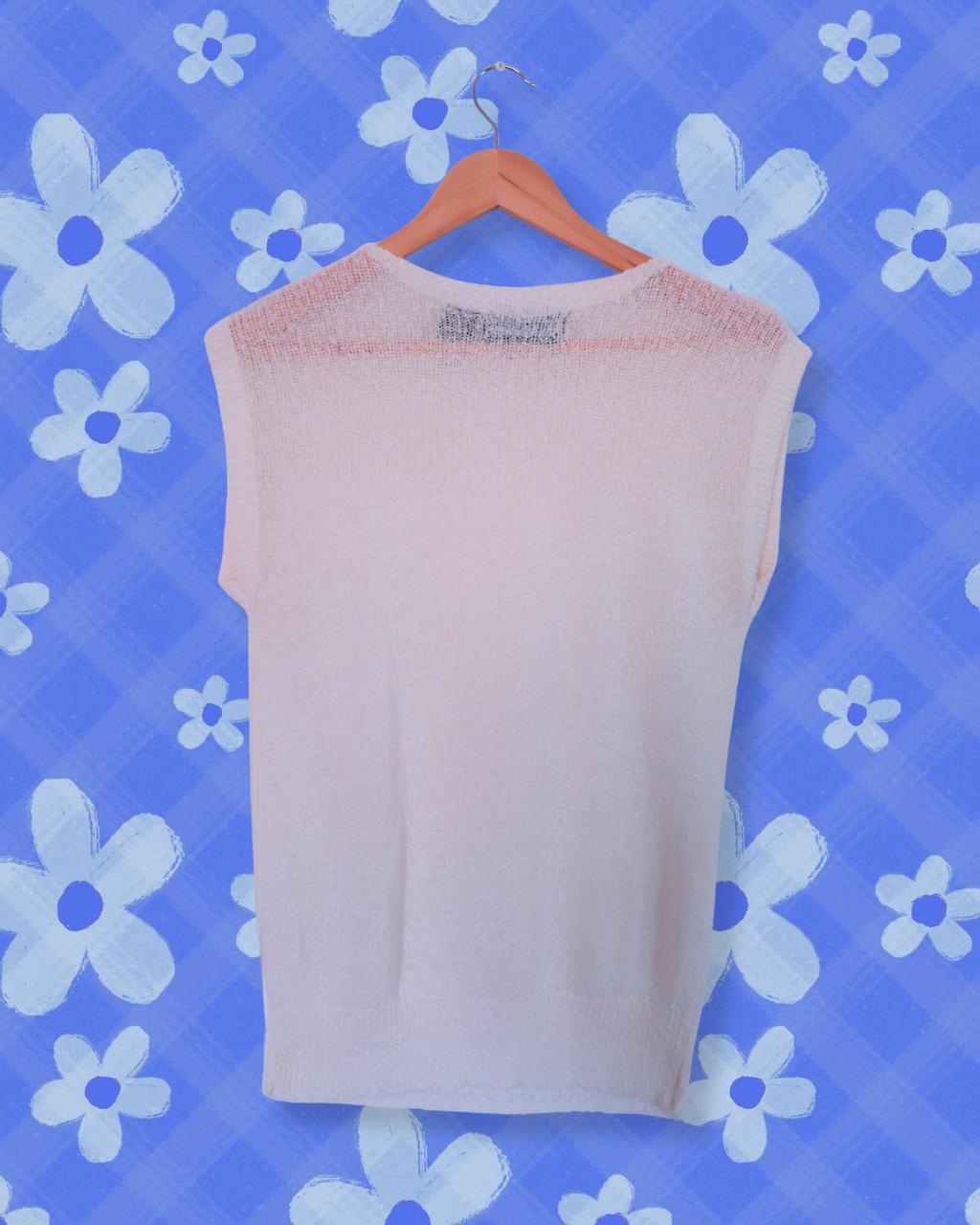 White Sleeveless Sweater Top | M