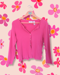 Bright Pink Cotton Knit Cardigan | S/M